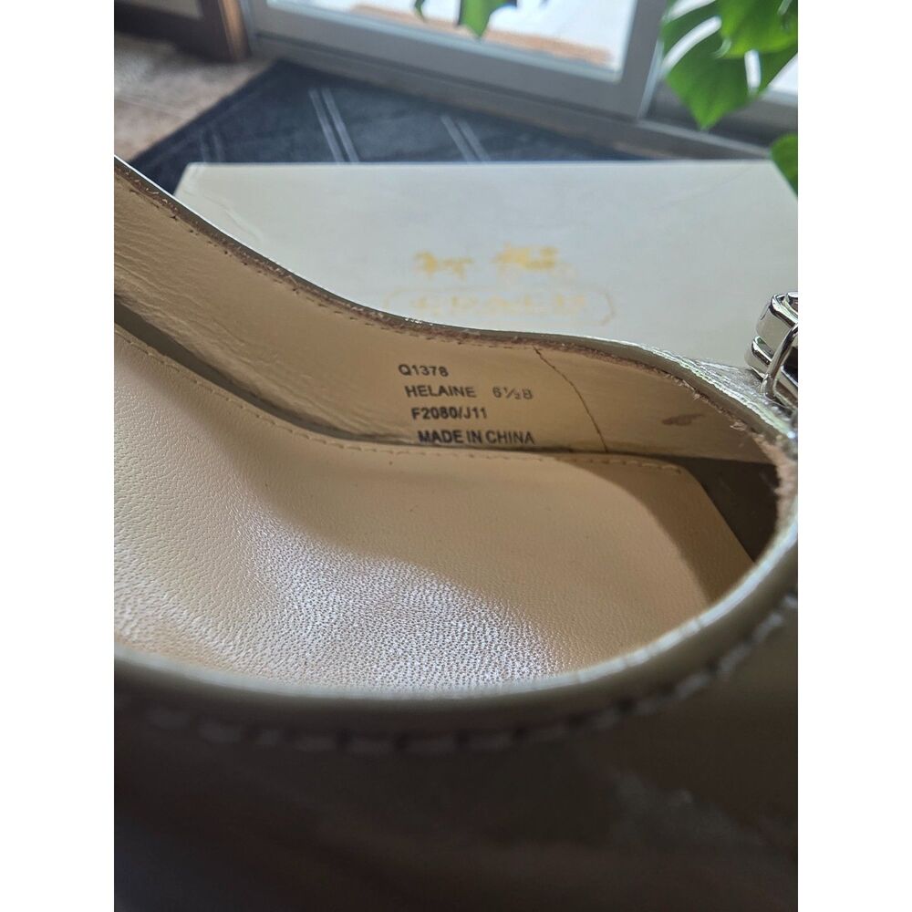 Coach Helaine Patent Leather Peep Toe Pumps Taupe Gray Heels Size 6.5B - Picture 6 of 8